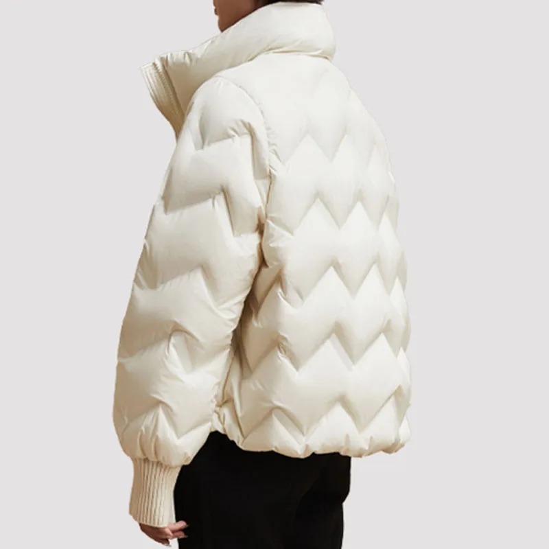 Chaqueta de plumón de pato blanco cálido para mujer, chaqueta de plumón corta de alta calidad para ocio, versión coreana, H503, 2025