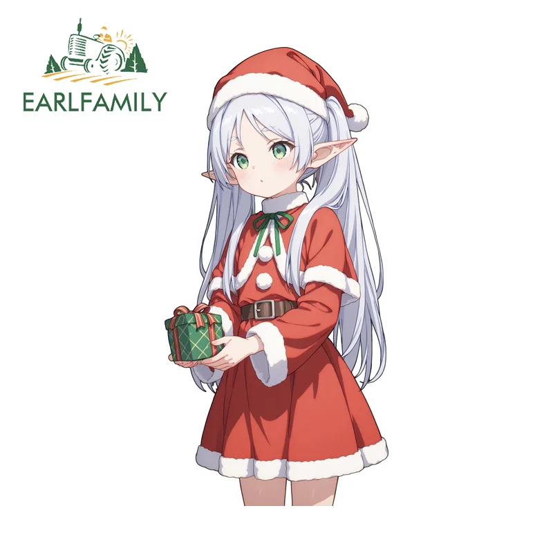 EARLFAMILY Christmas Suit Frieren Car Stickers Adaorable Character Windshield Bumpers Decals Waterproof Car Bumper Window Decor