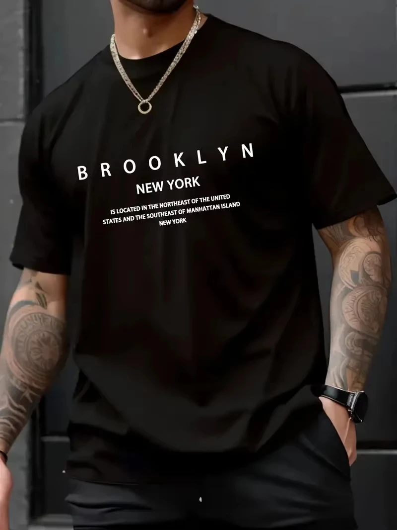 Brooklyn New York Letter Print T-Shirt Cotton Graphic Tee Men Women Summer Streetwear