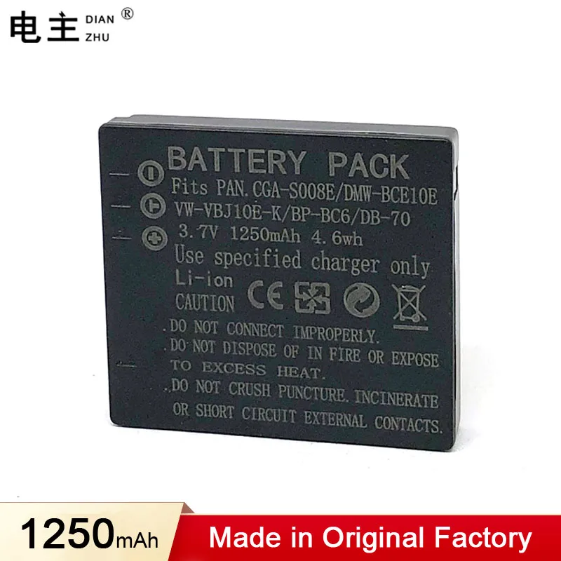 CGA-S008E DMW-BCE10E VW-VBJ10E Battery for Panasonic Lumix DMC-FS3 FS5 FS20 FX30 FX33 FX35 FX36 FX37 FX38 FX55 FX500 FX520 TA1