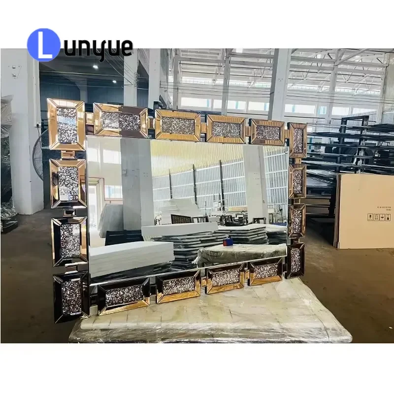 Modern Silver Glass Framed Wall Mirror Contemporary Stylish Home Decor for Living Room Bedroom Bathroom Vanity Decoration