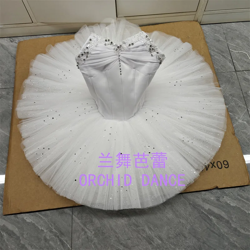 

Профессиональный размер на заказ для девочек и женщин, одежда для выступлений для взрослых, танцевальная одежда для девочек, серебряные сказочные белые балетные костюмы-пачки