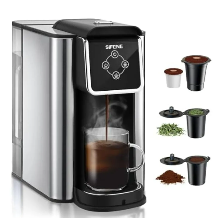 

3-in-1 Pod Coffee Machine KC101 - Single Serve Coffee Maker - Quick Brew for Pods Ground Coffee Tea Black