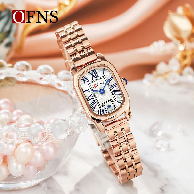 OFNS حار بيع كوارتز ساعة البيضاوي الهاتفي الروماني مقياس للماء السيدات قسط محكم كوارتز ساعة #2