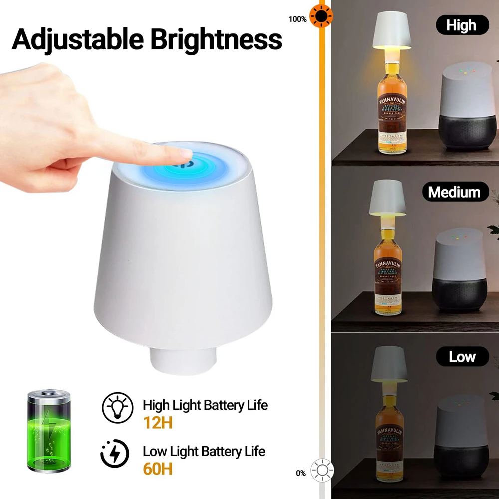 Led Wijnfles Lamp Touch Dimmen Bar Tafellamp Draagbare Draadloze Metalen Bureaulamp Usb Oplaadbare Clubs Nachtlampdecor