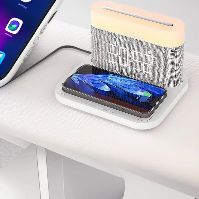 

Быстрое беспроводное зарядное устройство 15 Вт, будильник, ночник - индивидуальный логотип, корпоративный бизнес-подарок