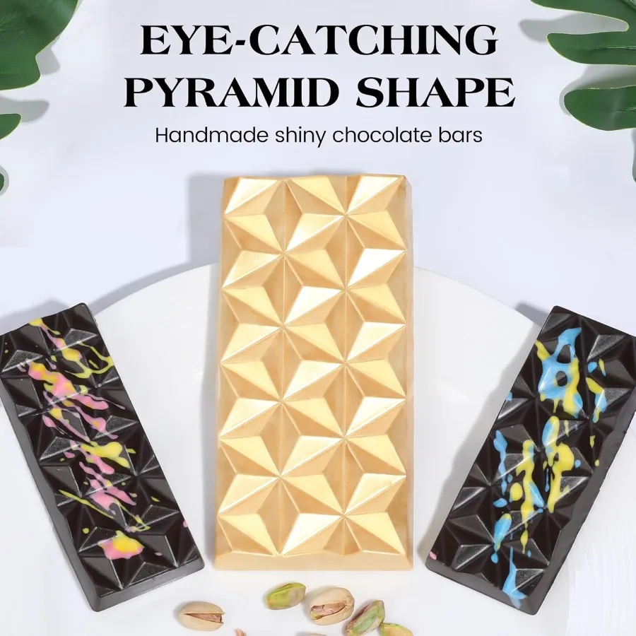2 Pcs Chocolate Bar Mold Deep Silicone Large Chocolate Molds Break Apart Pyramid Shape Thick Candy Bar Molds