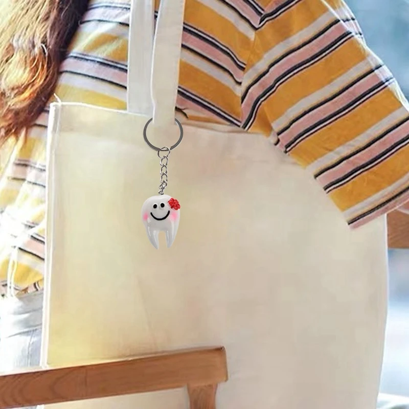 AT41 60 Pcs Keychain Key Ring Hang Tooth Shape Cute  Gift
