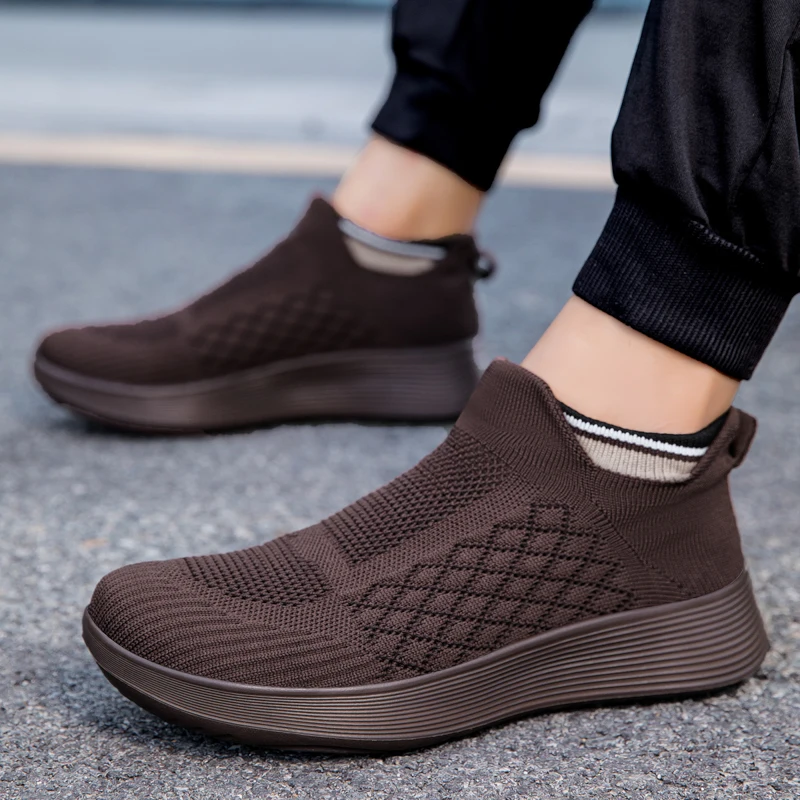 

Men's Lightweight Running Walking Sock Shoes Fashion Casual Breathable Sneakers with Thick Sole