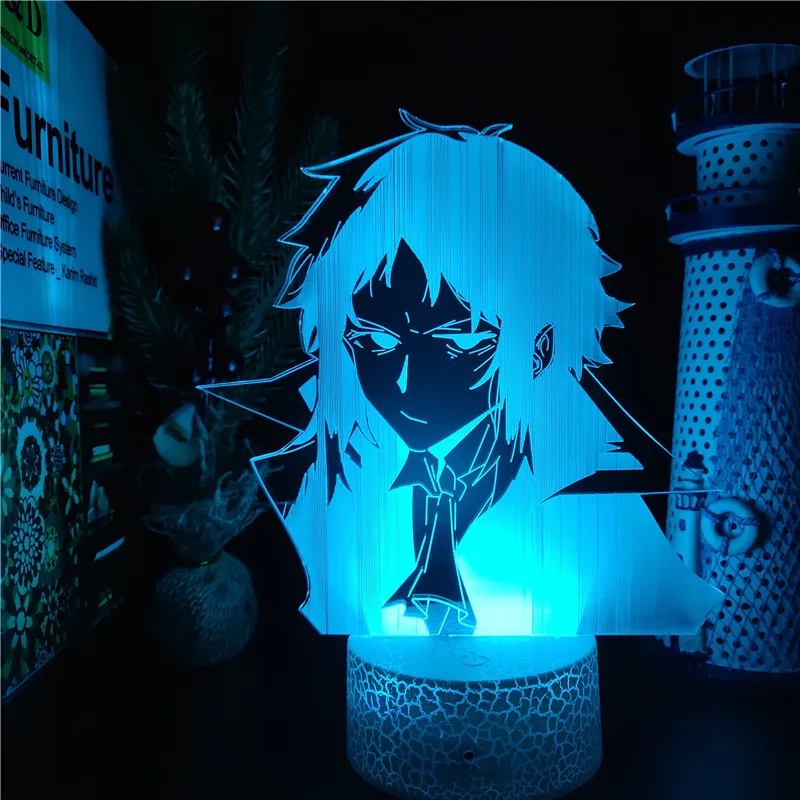 Bungo Stray Dogs Anime 3D LED Nightlights Dazai Osamu Nakahara Chuuya Lamp Colorful Changing Night Lights Table Lamp Decor Home