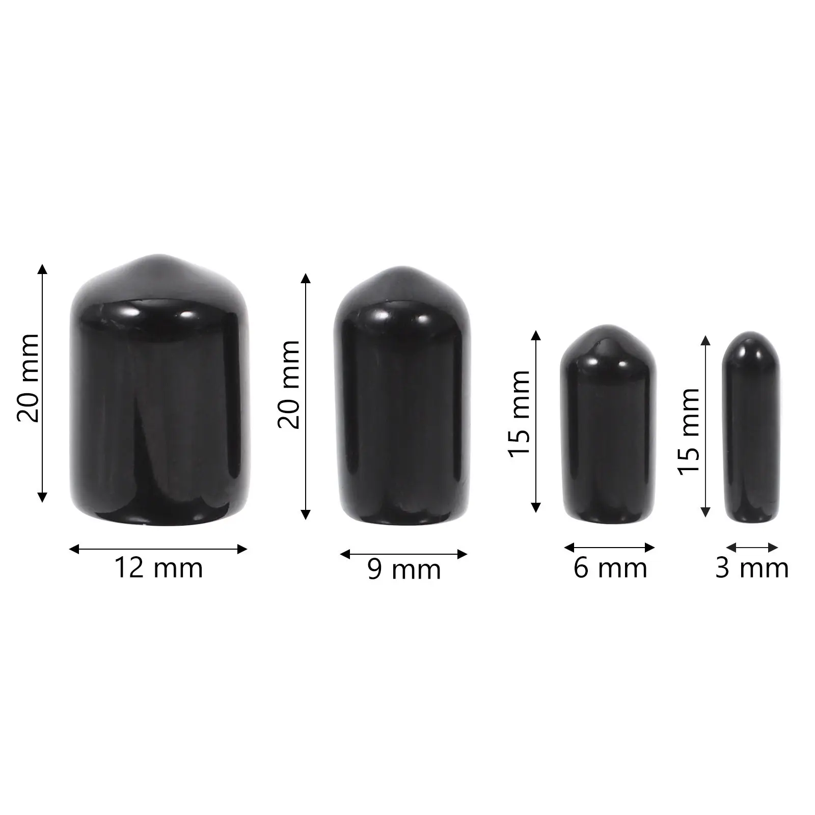 400Pcs Round Rubber End Caps for Bolts Screws Nuts Protection Rustproof Flexible Dome Bolt Covers Indoor Outdoor Humid