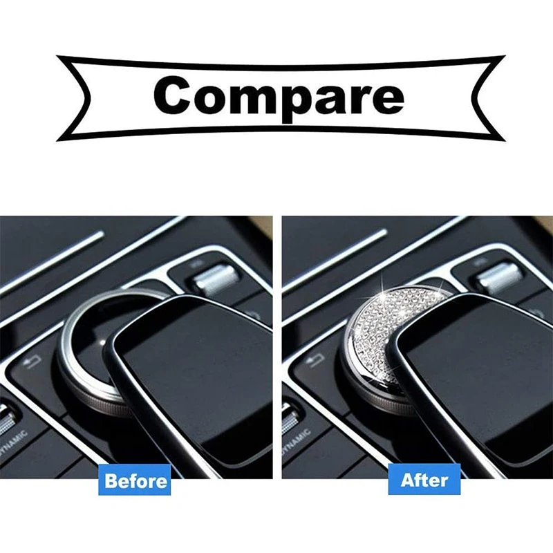 Center Control Multimedia Button Bling Crystal Emblem Cover for Mercedes-Benz C Cl  C300 E Cl  E300 Accessories