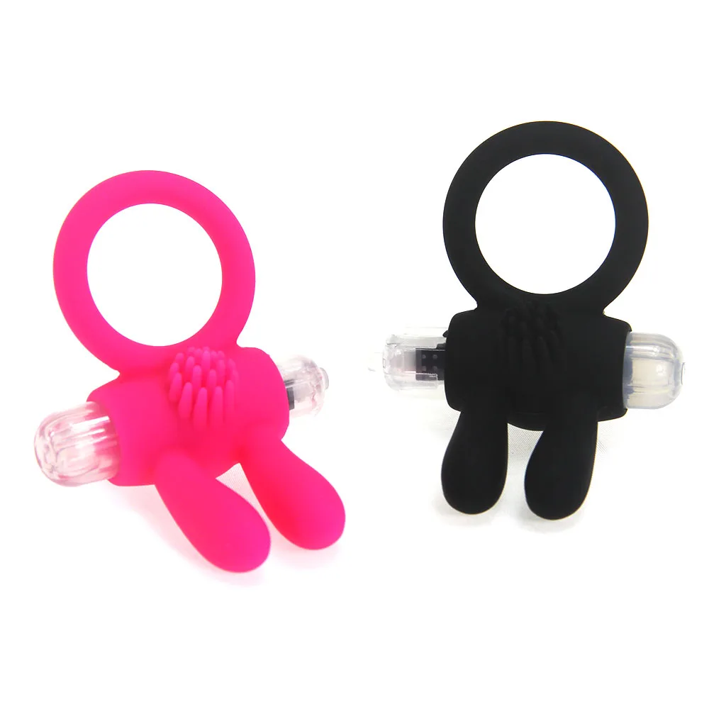 Erotic Rabbit Ear Sex Toys for Women Soft Silicone Bells with Clit Stimulating Nubs Delay ring Ejaculation penis extender