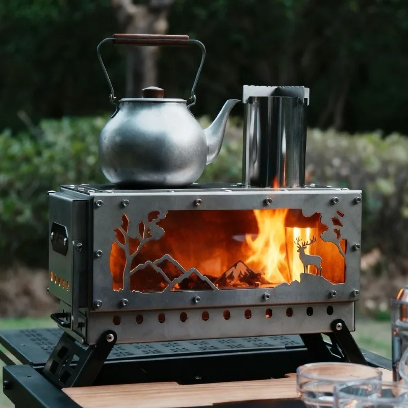 

Дровневая печь из нержавеющей стали, складная съемная горелка для домашнего наблюдения, удобные принадлежности для кемпинга, принадлежности для кемпинга