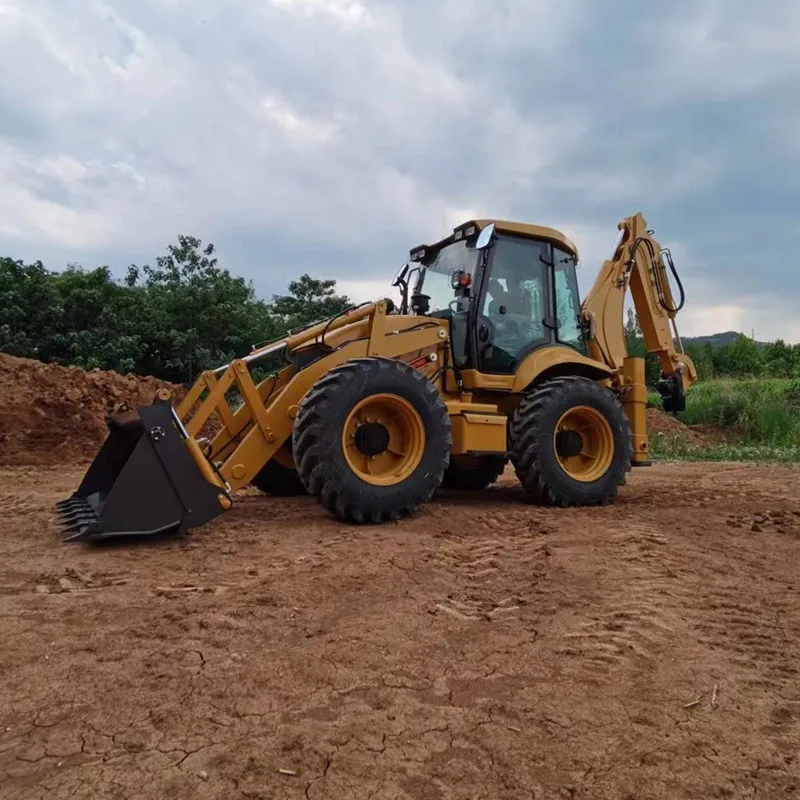 SYNBON 75KW 4 Wheel Excavator Backhoe Loader with Bucket for Russia