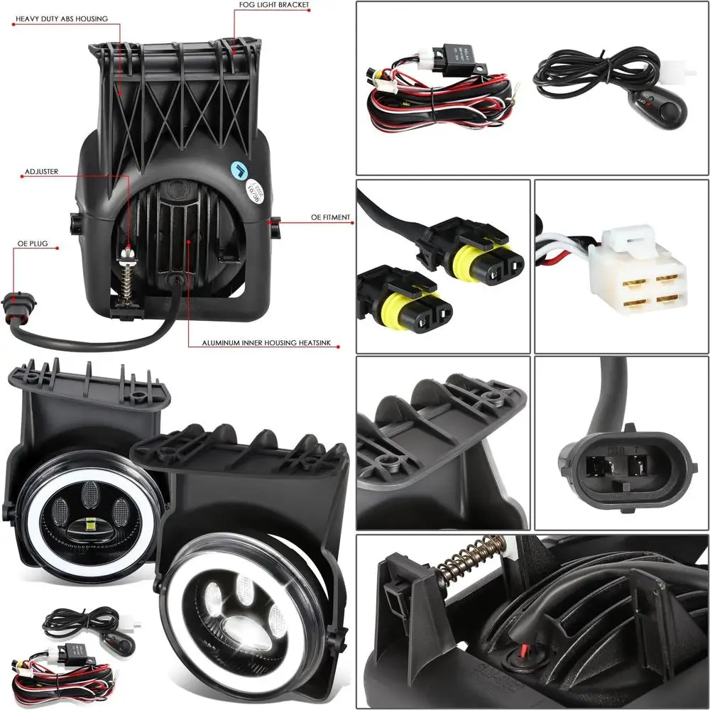 

Pair of Chrome Full LED Fog Lights for 2003-2006 GMC Sierra 1500, Clear Lens