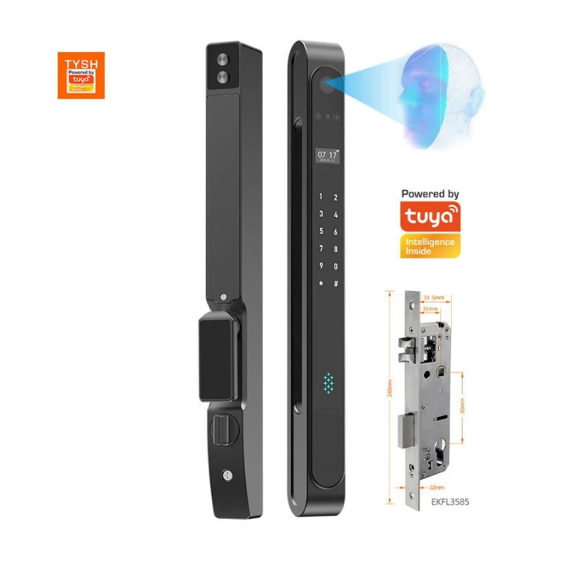 Tuya Waterproof 38mm Slim Smart Door Lock Multi Scene 3D Face Fingerprint Password RFID Card Remote Unlock Multi Scene