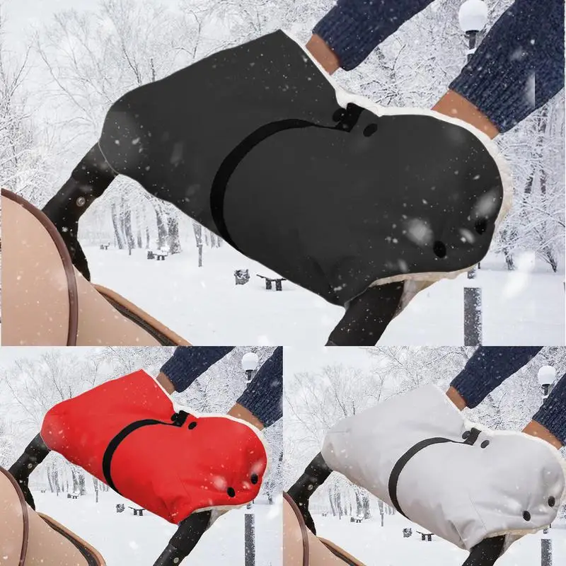 winter Warm Stroller Gloves Anti-Freeze Extra Thick Universal Handmuff Waterproof Mittens Stroller Accessories for Cold Weather