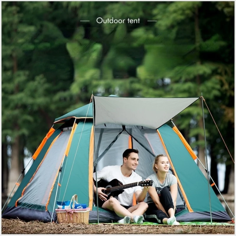 Tent Outdoor 3-4 People Beach Thickening Rainproof 2 People Camping Automatic Double Camping Speed Open Four-sided Tent