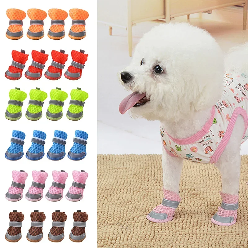 Summer Pet Dog Boots Breathable Mesh Pet Dog Shoes Soft Bottom Anti-slip Dog Booties for Puppy Chihuahua Zapatos Para Perro Dogs