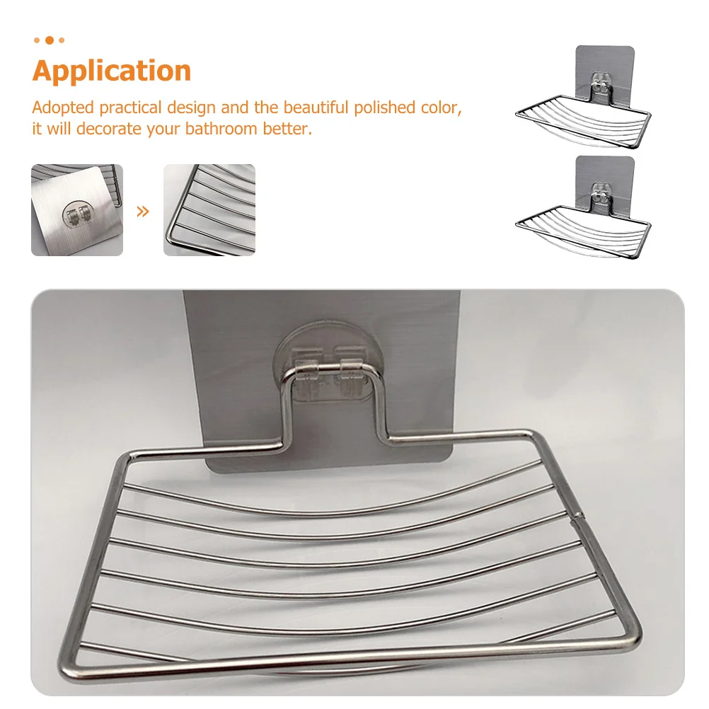 

2pcs Suction Box Stainless Steel Shower Holder Bar Soap Dish For Bathroom Kitchen Drainable Non-Stick Soap Holder