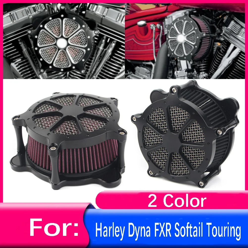 Motorcycle Turbine Air Cleaner Intake Filter System Kit For Harley Dyna FXR 1993-2017 Softail 93-2015 Touring 1993-2007