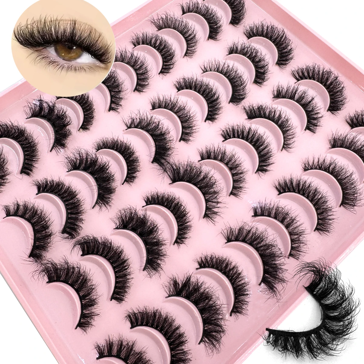 新しい 20 ペアナチュラルロングミックススタイルミンクつけまつげメイクアップキットミンクまつげエクステンションまつげ短いまつげ