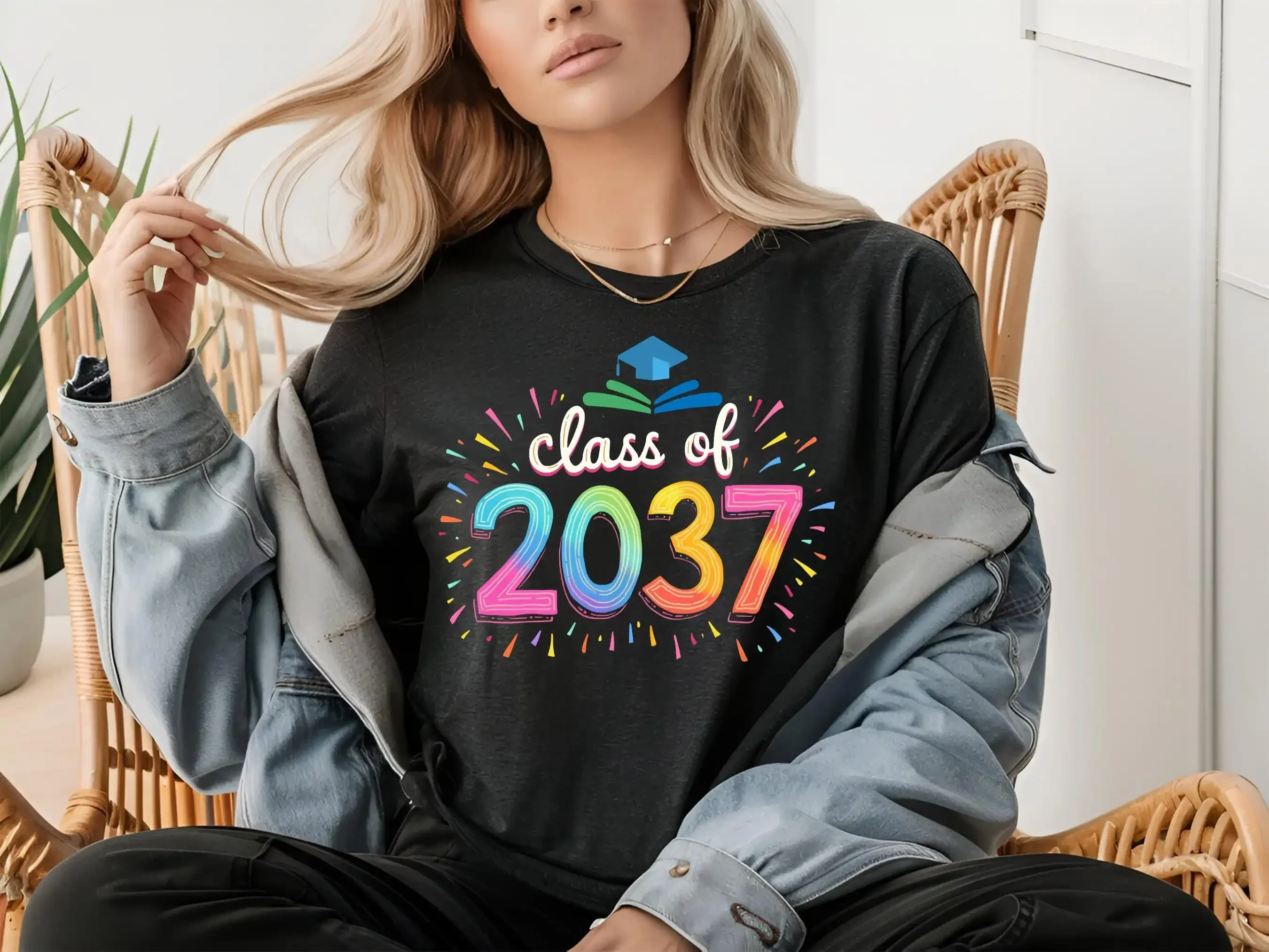 Class Of 2037 T Shirt Grow With Me Growing Up Graduation First Day School Heavy Cotton