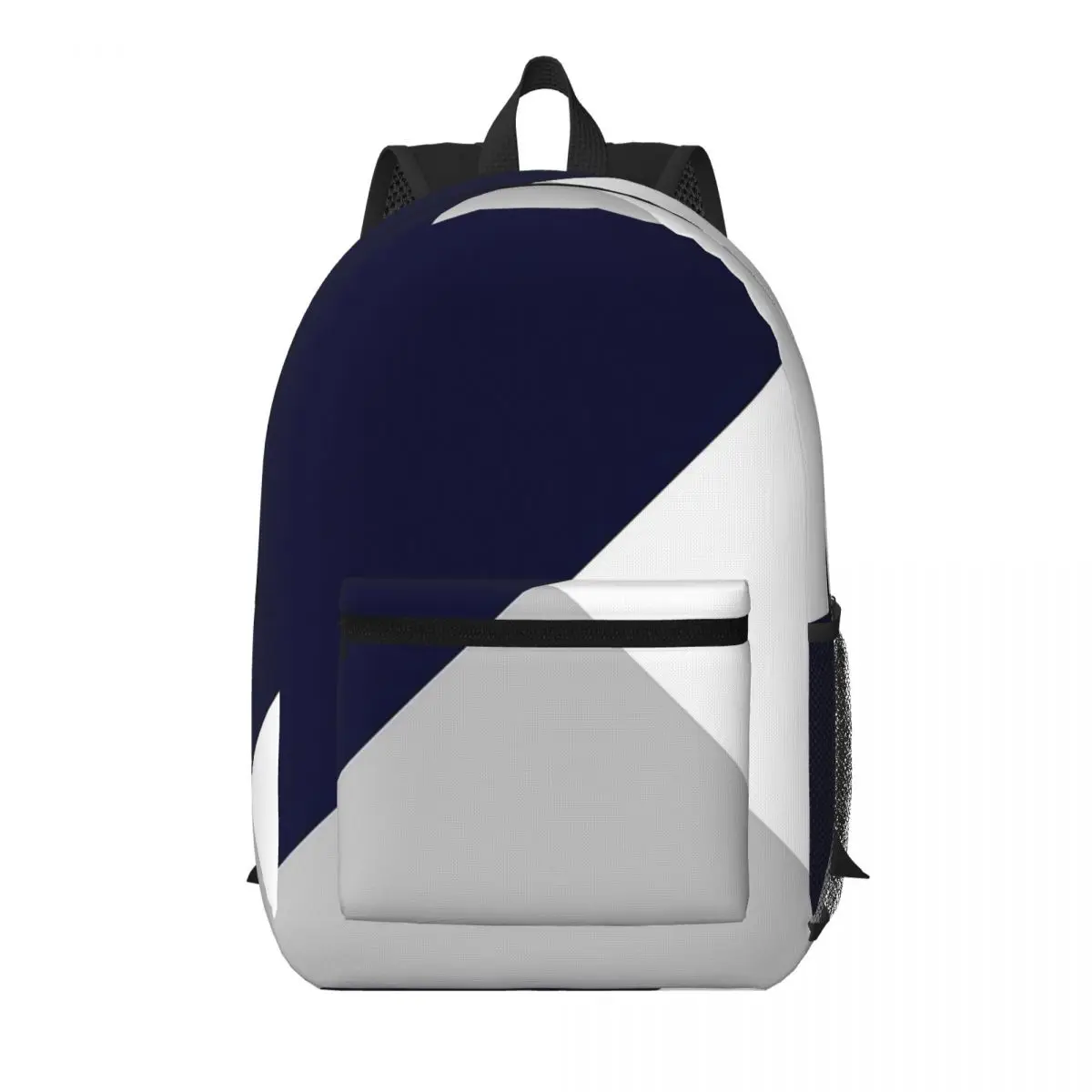 Tricolor Navy Blue Silver Gray And White Student Backpack School Bag Hiking Travel Daypack for Men Women Bookbag Shoulder Bags