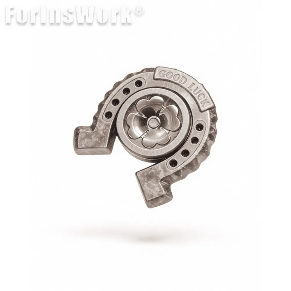 YNEDC Lucky Horseshoe Fidget Spinner Ice Crystal Titanium Silver Fidgets Toys