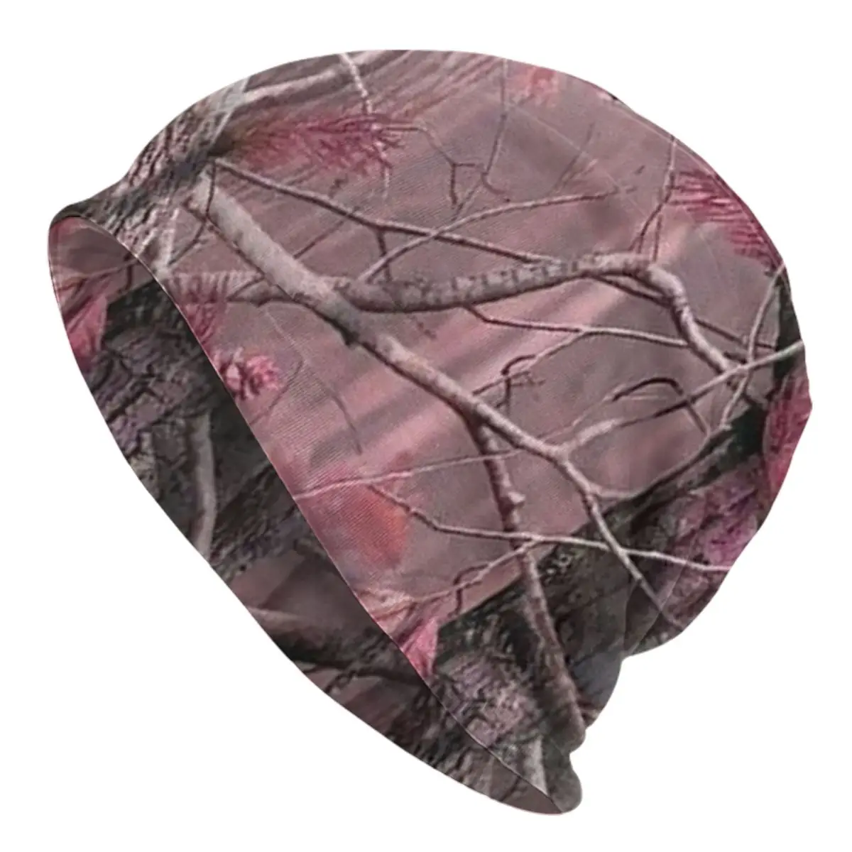 Custom Pink Hunting Camo Camouflage Pattern Bonnet Hats Street Knitted Hat Winter Warm Leaves Woods Season Skullies Beanies Caps