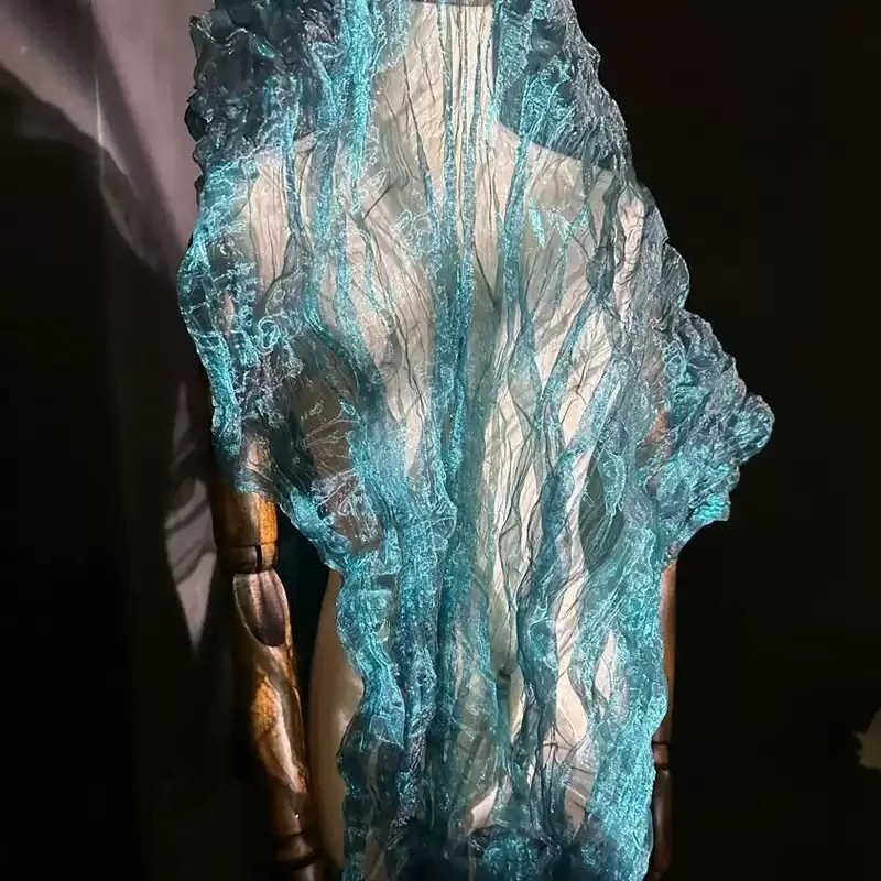 Pleated water-gloss yarn, irregular gradient color-changing organza fabric, DIY decorative mesh clothing designer fabric