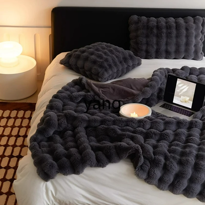 

LTT Luxury Fur Blanket Long Hair Nap Blanket Winter Thickened Sofa Blanket Bed End Towel