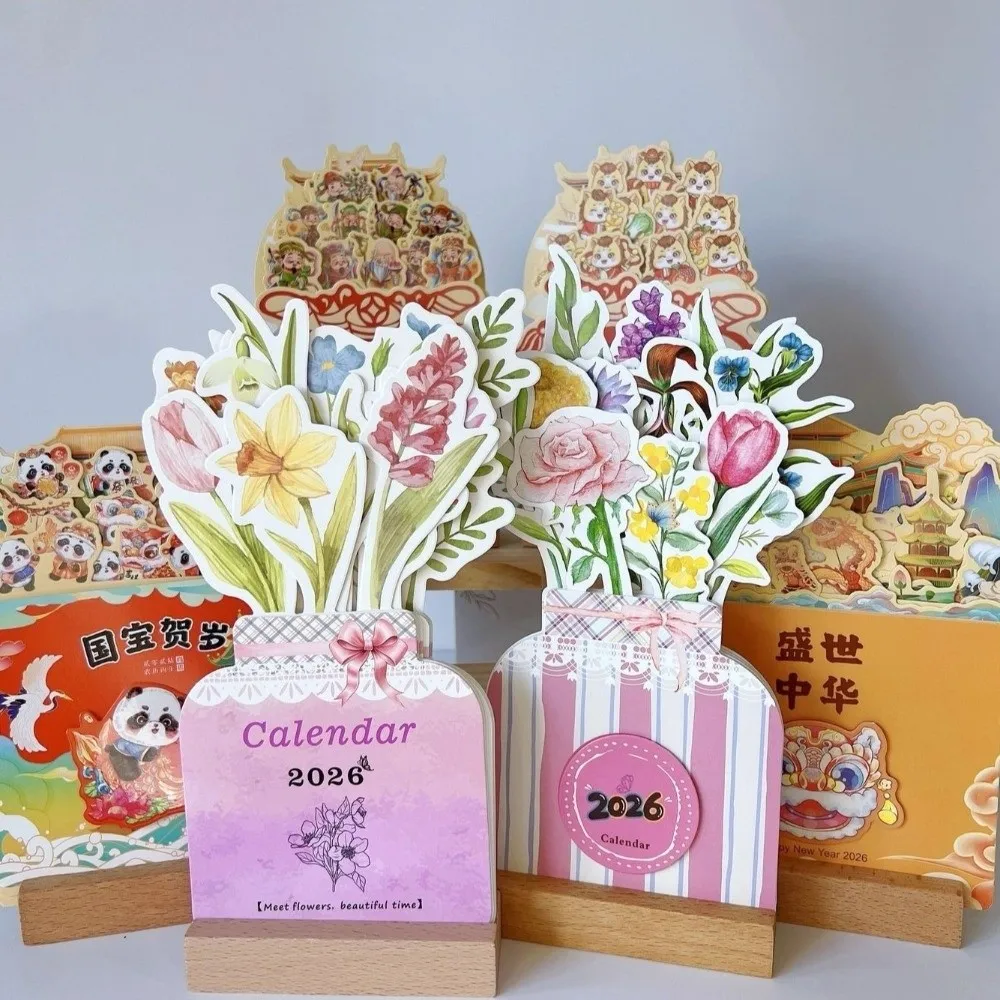 

Настольный календарь с цветами на 2026 год, мини-календарь, настольный календарь, похожий в вазе, настольный ежемесячный планировщик для дома, школы, офиса