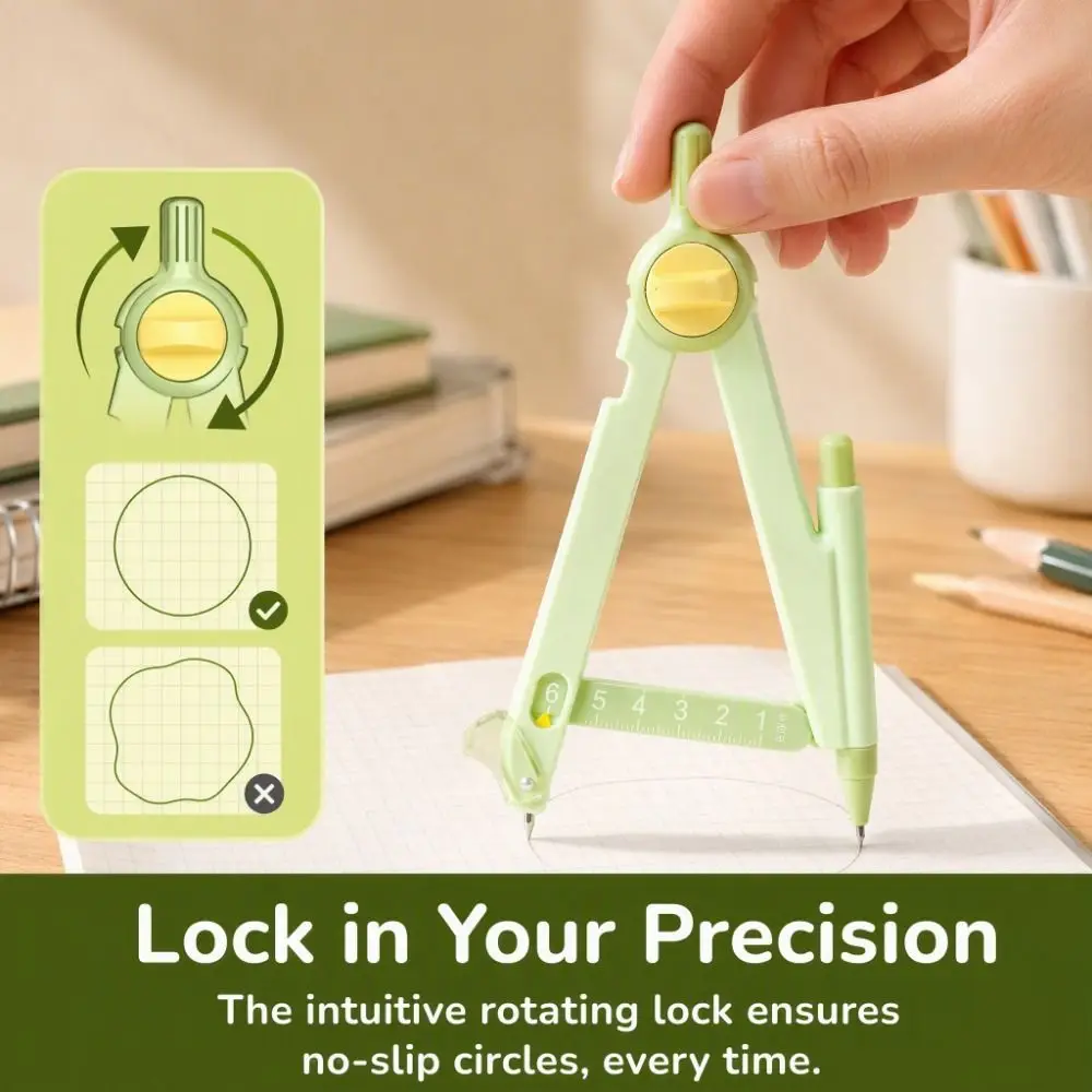 Digital Lock Distance Drawing Compass Replaceable Lead Precise Circle Drawing Gauge Adjustable Locking