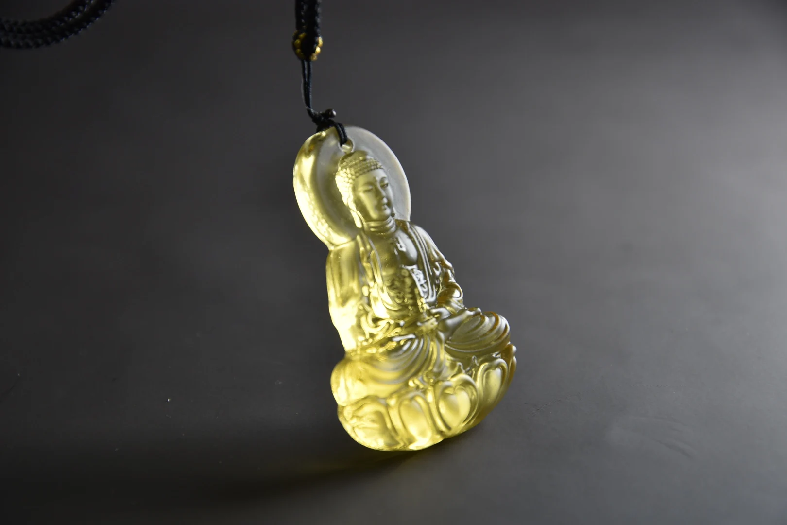 Chinese Hongshan culture glass meteorite Guanyin pendant