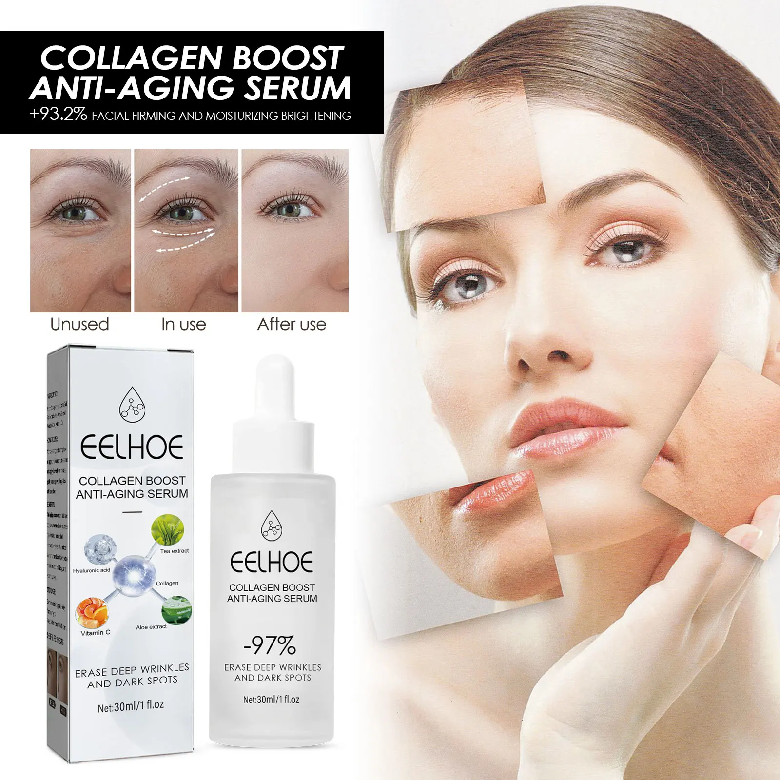 

EELHOE Collagen Anti-aging Essence сужает поры, удаляет пятна кожи, эффективно удаляет прыщи