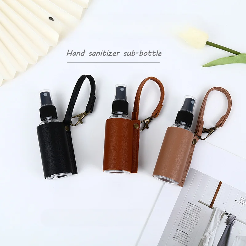 60ml Hand Sanitizer Spray Sub-Bottling Luxurious Perfume Refillable Bottle Portable Liquid Atomizer With Keychain Leather Case