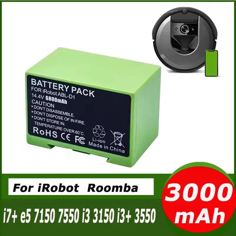 

14.4V 4000mAh Replacement for iRobot Roomba e and i Series i7+ e5 7150 7550 i3 3150 i3+ 3550 i4 4150 i4+ 4624864