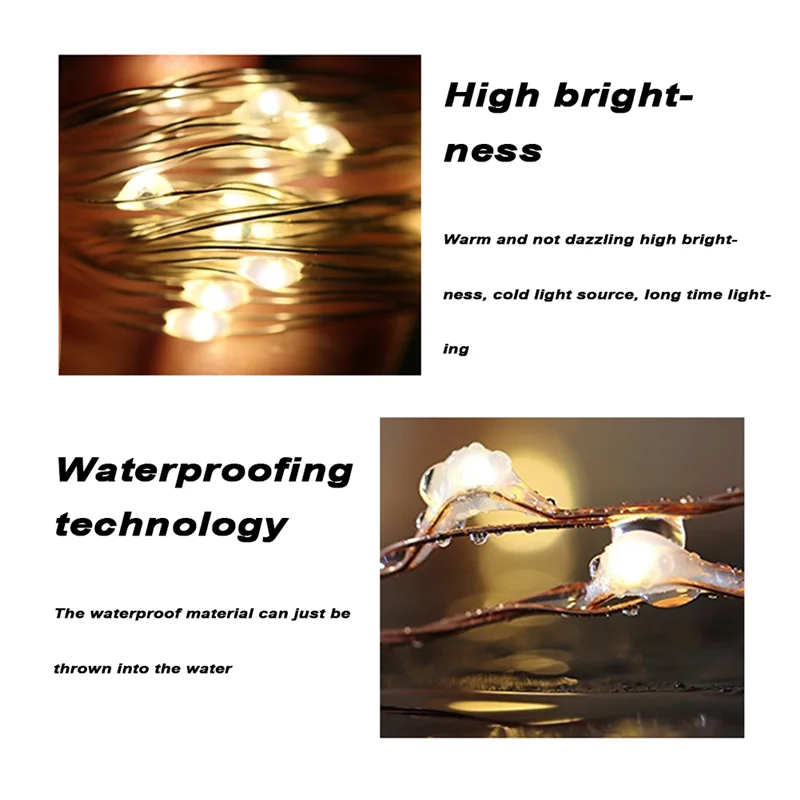 LED Button Light String Button Battery Box Fairy Lights Waterproof Mini Firefly String Lights with Flexible Silver Wire