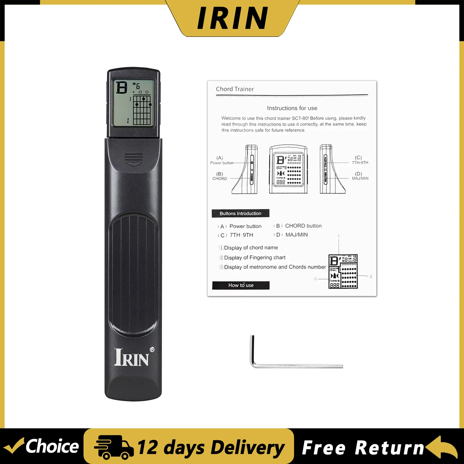 IRIN 6 Strings Guitar Chord Trainer Pocket 6 Frets Guitar Finger Trainer Guitar Practice Tool for Guitar Beginner Exercises