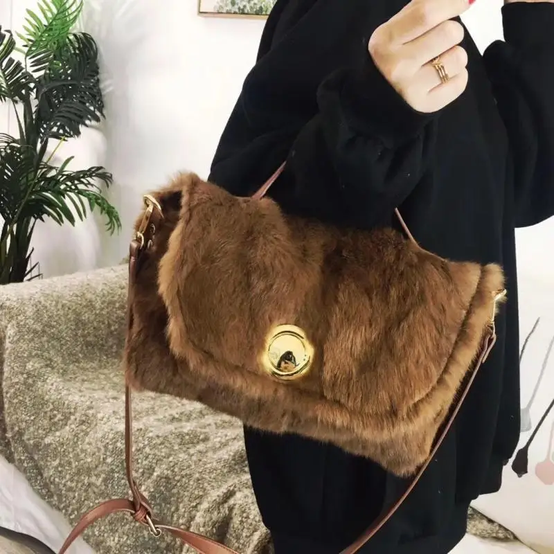 Luxury Brand Women Bag Autumn And Winter New Plush Fur Large Capacity Handbag Fashion Personality Single Shoulder Crossbody Bag