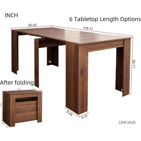 Utbyggbart modernt rustikt rektangulärt matbord för 1-10 personer, trä, lämpligt för kök och vardagsrum 8 best sales expanderbart bord - №2