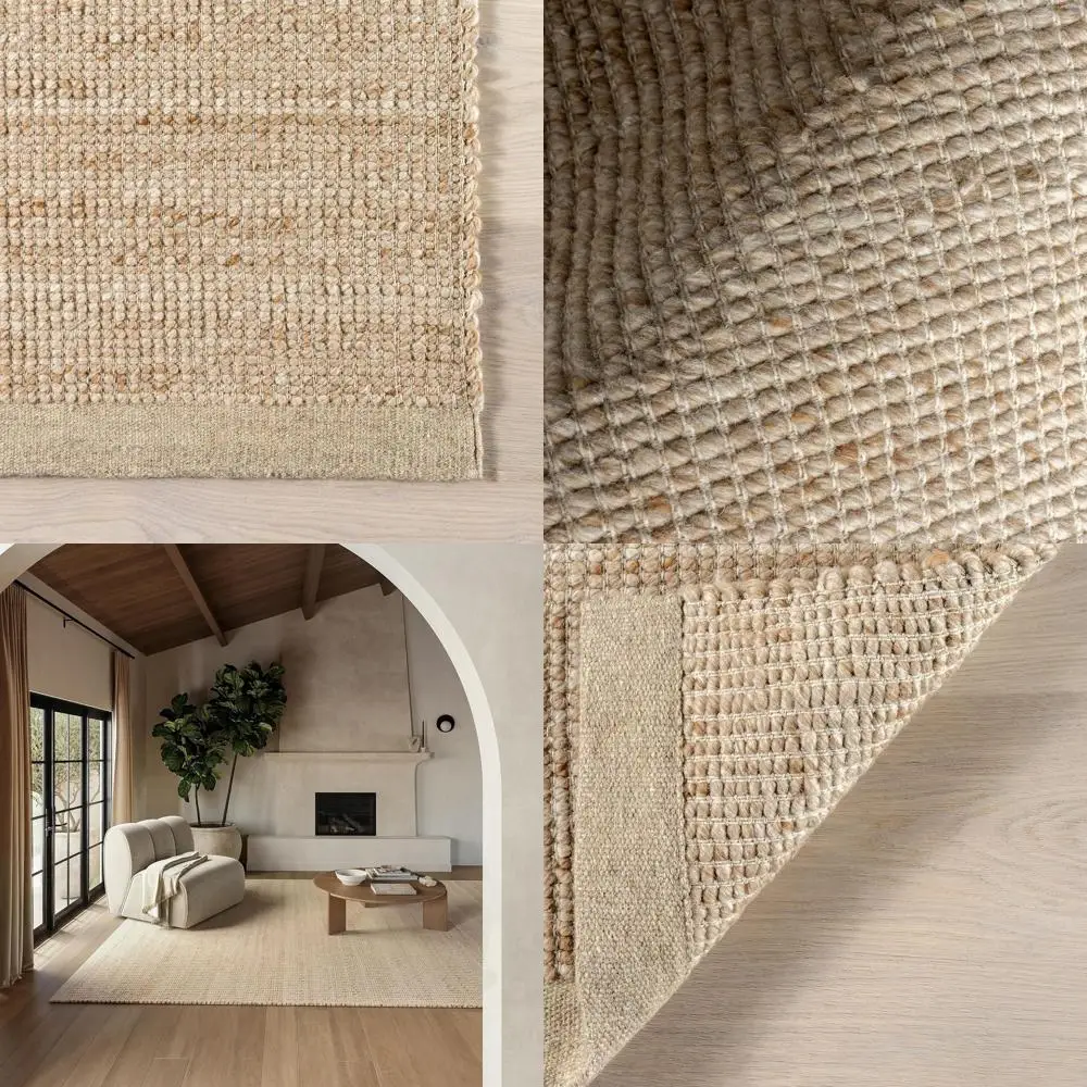 

Коврик ручной работы 4 x 6 футов бежевого цвета/цвета слоновой кости с кисточками, идеально подходит для больших дорожных помещений, устойчив к пятнам и легко чистится.