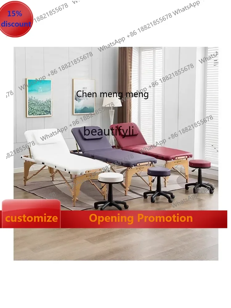 S7486 ss Folding Massage Bed Physiotherapy Moxibustion Portable Beauty Salon Chinese Medicine Portable Tattoo Embroidery Home Fa
