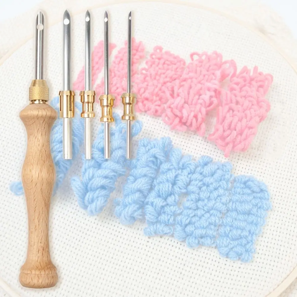 

Wooden Handle Embroidery Stitch Pen DIY Craft Poking Cross Stitch Tools Knitting Embroidery Pen Adjustable Stitching Applique