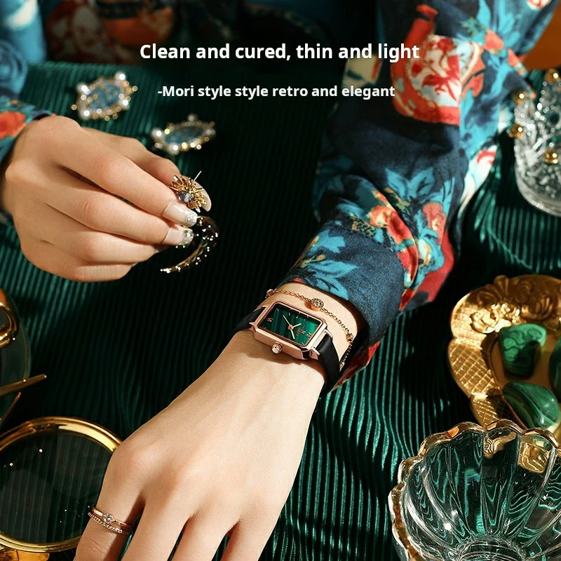 女性用グリーンダイヤルウォッチ,高級クォーツ時計,防水時計,新しいファッション