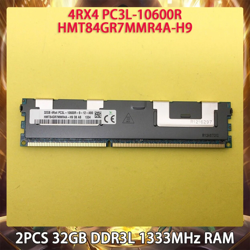 

2 PCS 32GB DDR3L 1333MHz RAM For SK hynix Memory 4RX4 PC3L-10600R HMT84GR7MMR4A-H9