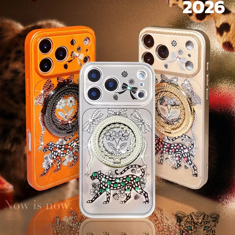 

Rhinestone Leopard Print Stand Case for iPhone 17 Phone Case for Women for iPhone 17 Pro Max New Case iPhone 16 Pro Max Case Uni