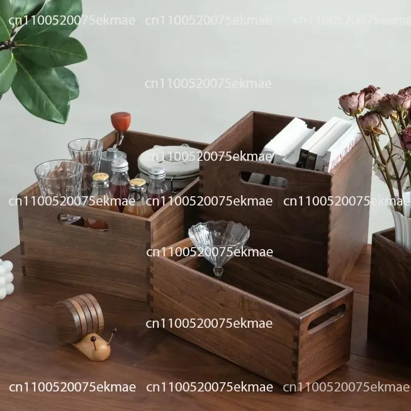 Desktop storage box, black walnut, traditional dovetail mortise and tenon structure, storage box, wood home furnishing